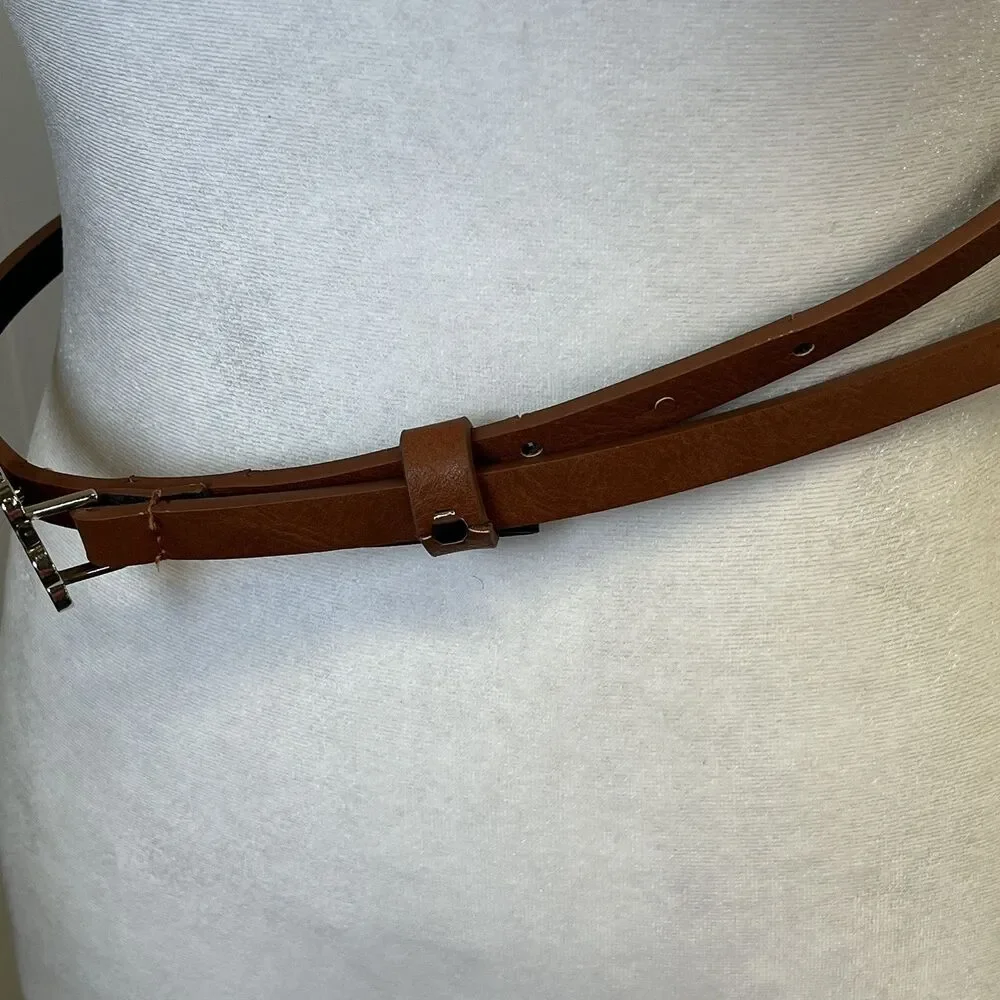 BOHO‎ FAUX LEATHER SKINNY BELT COLORFUL ENAMEL FLOWER BUCKLE. 60's Hippie Vibe